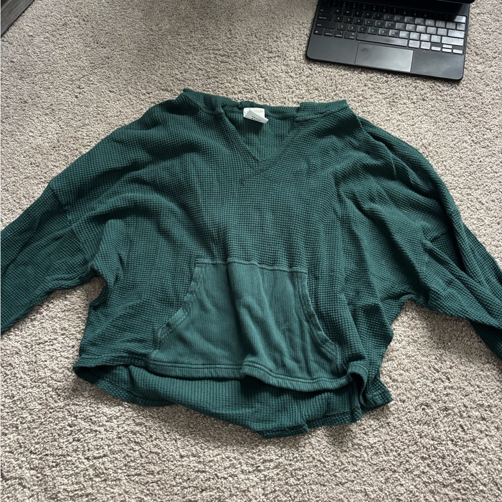 Green Waffle Knit Aerie Long Sleeve